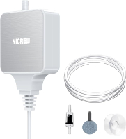 NICREW Nano Silent Aquarium Air Pump Black Aquarium Aerator with Accessories for Up to 10 Gallon Fis