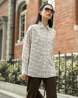 Heaven Lights - Rue Shirt - Atasan Kemeja Katun Motif Wanita Muslim M Beige
