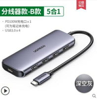 綠聯Typec擴展塢拓展筆記本USB集分線HUB雷電3HDMI多接口適用于iPad華為手機蘋果 全館免運