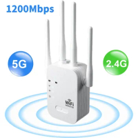 NEW 1200Mbps WiFi Repeater Wireless Extender WiFi Booster 5G 2.4G Dual-band Network Amplifier Long Range Signal WiFi Router Home
