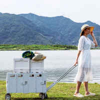 Outdoor Camping Trolley Trolley Portable Foldable Camping Picnic Trolley Trailer Grocery Shopping Cart 50 Cm