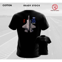 Baju T Pasukan Khas Pejuang Jet F35 Pandangan Penuh, Baju Uniseks, 200 GSM Kapas Tulen, Baju Blackbu