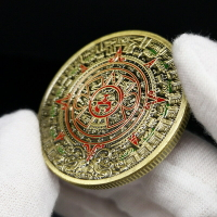 外國硬幣點漆龍幣 瑪雅紀念幣墨西哥阿茲特克古青銅幣立體浮強