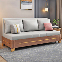 實木新中式沙發床兩用 客廳大小戶型午休床可拆洗儲物簡易沙發床