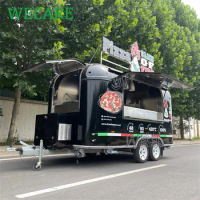 WECARE Mobile Cocktail Bar Trailer Coffee Van Towable Food Trailers Fully Equipped US Standards Food Truck with Pizza Oven