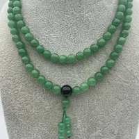 new 8mm Green Jade Tibet Buddhist 108 Prayer Beads Mala Necklace