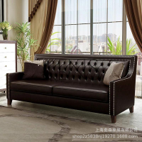 【KENS】沙發 沙發椅 慕沐居 美式整裝組合北歐雙三人沙發現代黑色皮藝沙發