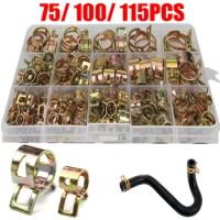 75/100/155pcs 6mm-22mm Fuel Spring Clip Vacuum Silicon Hose Clamp Autos Spring Clip Fuel Oil Water Hose Pipe Tube Clamp