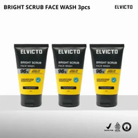 ELVICTO Bright Scrub Face Wash Triple Pack 3 x 100ML | Face Wash Pria Micro Scrub | Brightening & Oi