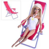 2 Doll Accessories 1 Chair + 1 Swimsuits Outfit Bikini Swimwear Beach Lounge Clothes Furniture for Barbie Doll Clothes Toys Set