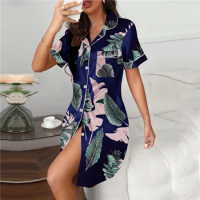 Women's Sleepwear Sexy Lace Satin Pajama Sets Nightwear Half Sleeveless Shirt Skirt Pyjama Sets For Women Pijama