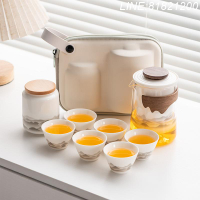 羊脂玉茶具 白瓷茶具 免運/開票 公司貨 羊脂玉白瓷水墨旅行茶具一壺四六杯新中式快客杯輕奢商務禮品 快速出貨