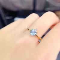 14K Yellow Gold S925 Natural Blue Topaz Heart Ring 925 Silver Engagement Ring Women's Jewelry For Anniversary Party Gift