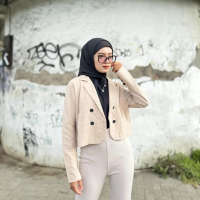 Atasan Blazer Crop Top Wanita Casual Outer