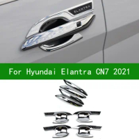 Exterior accessories chrome silver car Side Door Handle bowl Cover Trim For Hyundai Elantra Avante I30 sedan 2020-2021
