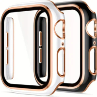 Cover For Apple watch Case 45mm 41mm 44mm 40mm 42mm Tempered Glass Screen Protector accessories iWatch series 8 9 7 SE 6 5 4 3 2