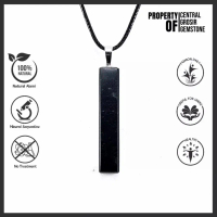 Kalung Plus Liontin Batu Natural Black Jade Giok Hitam