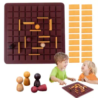 Wooden Checkers Board Game Family Interception Game Chess Board Wooden Checkers Pieces Wood Chess Set Travel Portable Chess Game