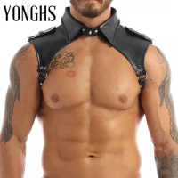 Harness Mens Lingerie Faux Leather Adjustable Body Chest Harness Lapel Bondage Exotic Sex Costume with Press Buttons Gay Harness