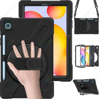 Case For Samsung Galaxy Tab S6 Lite Case 2022 2020 SM-P610/P613/P615/P619 Hard PC shockproof with Shoulder Strap funda Cover