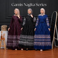 [READY STOCK] Batik KAMI Gamis Batik Nagita Series Motif Songket Tenun Bahan Halus Tali Samping Sera