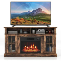 Electric Fireplace TV Stand for TVs Up to 65 Inches, 1400W Heater Insert with Remote Control, 6H Timer, 3-Level Flame