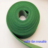 Green 20mm*25M Reusable Nylon Cable Ties Fastening Strap Stick Ties Computer PC TV Wire Management Magic Tape Hook Loop Ties