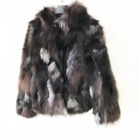 2021 Silver Fox Fur Hooded Jacket Wholesale Fur Women's Coat New 100% Real Fur Coat For Winter Warm Overcoat TSR626