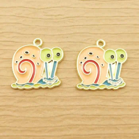 10pcs Enamel Cartoon Snail Charm for Jewelry Making Zinc Alloy Gold Plated