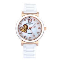 Valentino Coupeau 范倫鐵諾 古柏 開心晶鑽超薄陶瓷機械腕錶(玫瑰金/白陶)