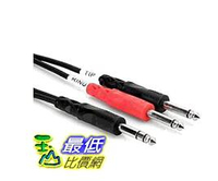 [4美國直購] Hosa STP201 6.3mm TRS 轉 雙 6.3mm TS 音源線-1m 一對二 1-4 Inch 一對二導線訊號線連接線 Mono Cable 一米