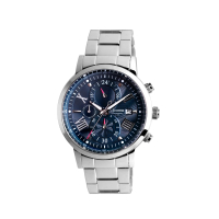 【LICORNE】波紋面設計 不鏽鋼三眼男仕手錶 銀X藍 LT159MWNI