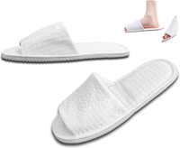 Spa Slippers for Guests Men Women Ho Indoor House Non- Travel White Waffle Open Toe Breathable Slipp
