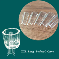 C Curve Traceless False Nails XXL Coffin Tips Artificial Nails Capsule Acrylic Half Cover Fake Nails French Coffin Long Nail