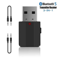 USB Bluetooth 5.0 Transmitter Receiver 3 in 1 EDR Adapter Dongle 3.5mm RCA AUX for TV PC Headphones Home Stereo Car HIFI Audio