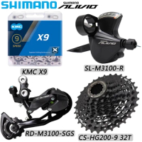 SHIMANO ALIVIO M3100 9 Speed Derailleur MTB Bike Right Shift Lever KMC X9 Chain CS-HG200-9 11-32T/34T/36T Cassette Bike Parts