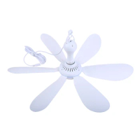 Y1UB 6Blades 5.5x2.1mm DC12V Ceiling Fan with 2.9m Cable 20” Hanging Camping Tent Fan for Home Outdoor Bedroom Living Room