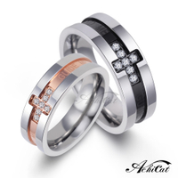 AchiCat 情侶戒指 珠寶白鋼戒指戀愛氛圍十字架對戒 單個價格  A621