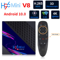 Android 10 TV Box H96 Mini V8 5G Dual Wifi RK3228 4K 60fps Media Player 1080p Fast Apps 3D HDR H96MINI Set top Box Support OTT