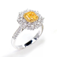 【禾美珠寶】0.60ct 天然濃彩黃彩鑽戒指SN740(Fancy Intense Yellow)