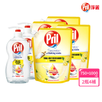 Pril 淨麗 小蘇打高效/植純萃洗碗精2瓶+4補充包(檸檬/草本/檸檬草 強力去油)