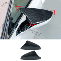 Rhino horn style Carbon Fiber Look Rearview Mirror Moulding Trim Cover set 2 pcs Fits For LEXUS ES300H ES350 2018-2020
