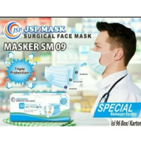 MASKER MEDIS JSP 3 PLY SURGICAL MASK EARLOOP ISI 50 PCS
