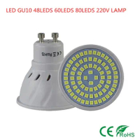 50XSuper Bright GU10 LED Spotlight 48 LEDS 60 LEDS 80 LEDs 220V 230V Led Bulb GU 10 Lampada LED Lamp Energy Saving Home Lighitng