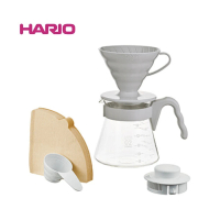 【HARIO】V60灰白樹脂濾泡咖啡壺組(VCSD-02PGR)