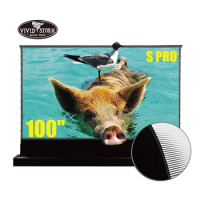 VIVIDSTORM S PRO 100 Inch Electric Tension Floor Screen for UST ALR Laser Projector Ultra Short Throw Projection Screen