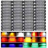 40pcs 6 LED Light Flash Emergency Car Truck Warning Beacon Light Bar Hazard Strobe Light 12V 24V Amber Red Blue Green White