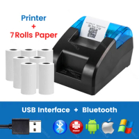 Mini Bluetooth Thermal Printer Wireless UBS Descktop 58mm Receipt Bill Printers Loyverse POS Free App SII on Android iOS Windows