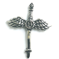Unisex 316L Stainless Steel Punk Gothic Number 8 Cool Angel Wings Sword Pendant