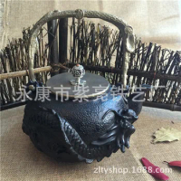 The old iron pot health cast iron teapot old pot high-end gift pot 1.2L dragon flight